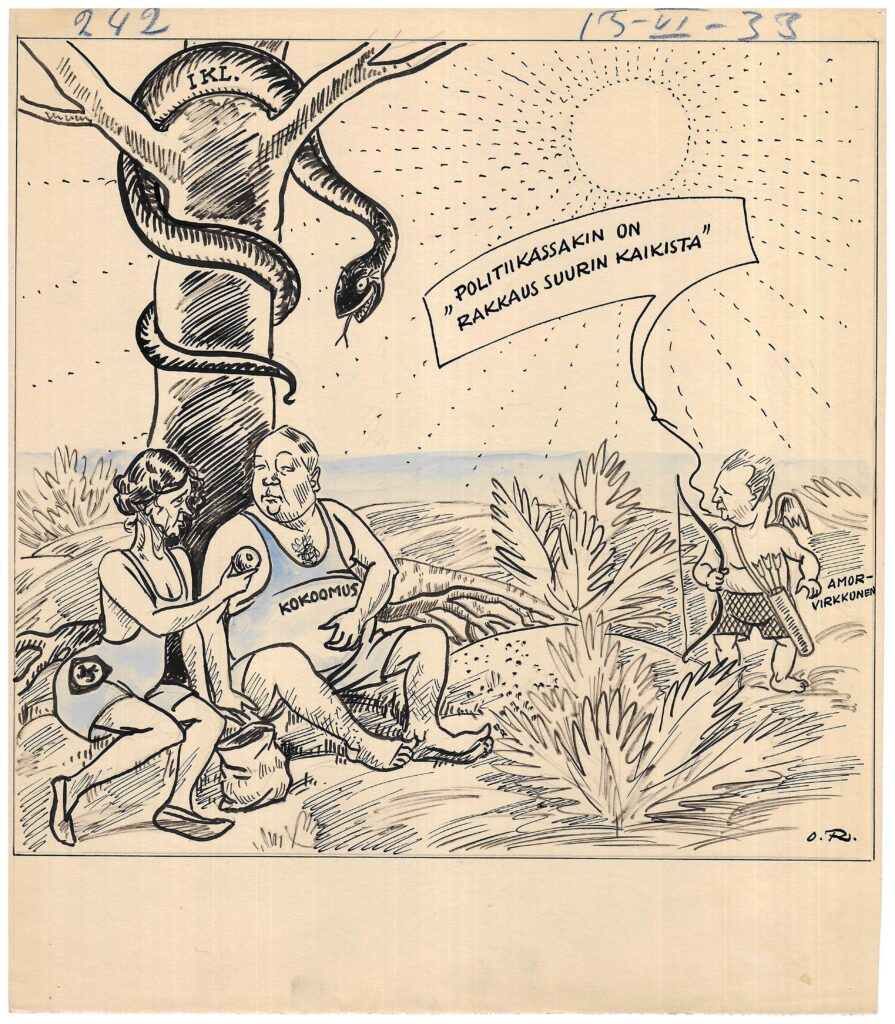 Oki Räisänen, Päivän piirto Helsingin Sanomissa, 13.6.1933.