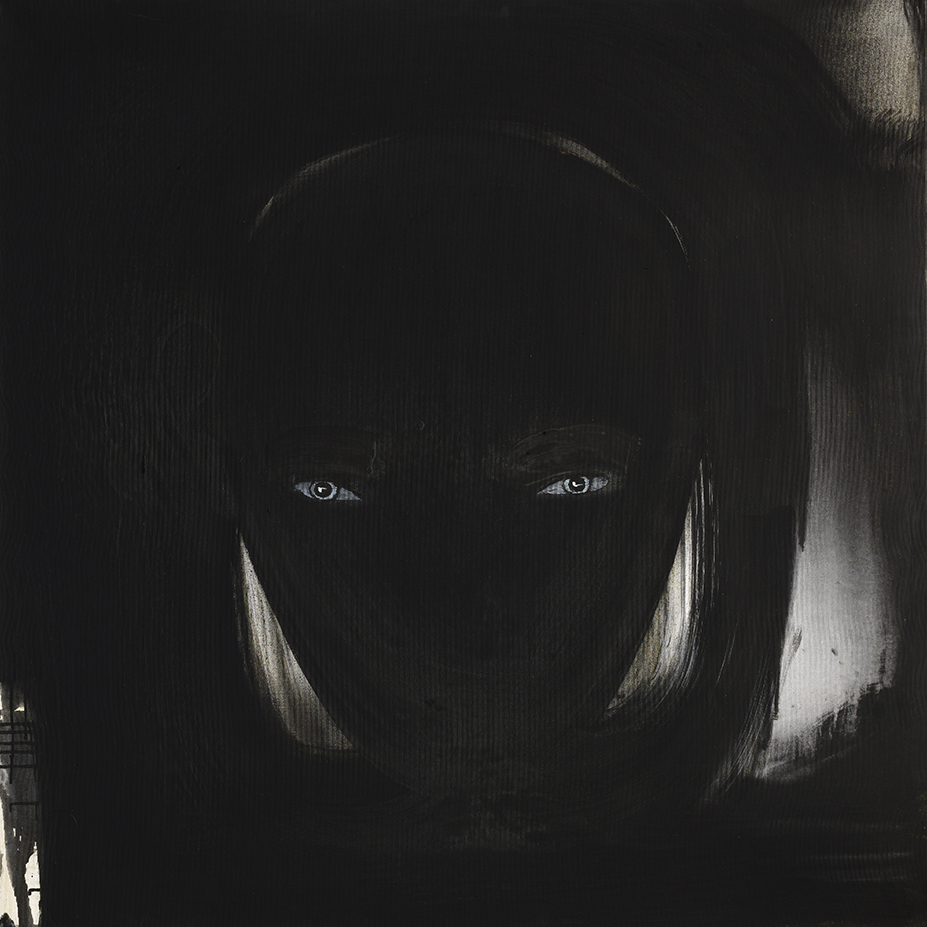 Kasvot, 2014, guassi ja pigmentti kankaalle, 115 x 115 cm.