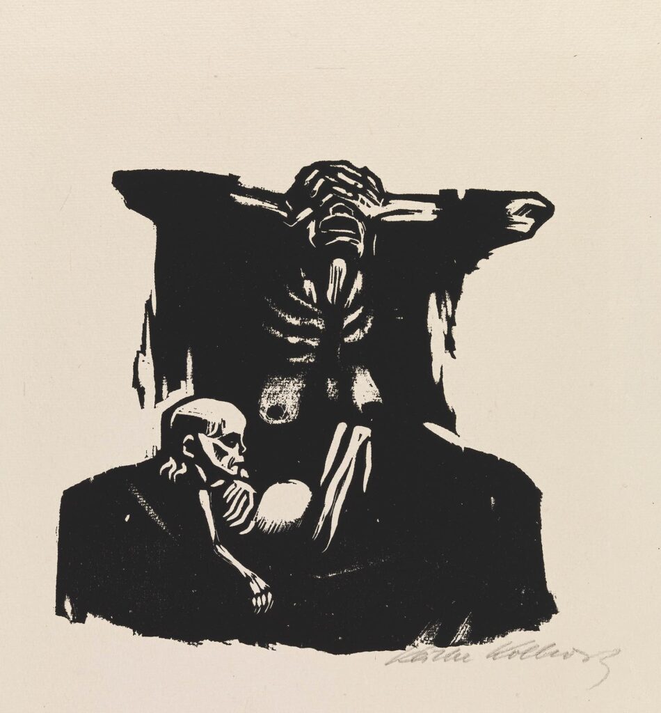 Käthe Kollwitz, Nälkä 1923, puupiirros, 43,5, x 34 cm. Kansallisgalleria / Ateneumin taidemuseo, Kuva: Kansallisgalleria / Jenni Nurminen
