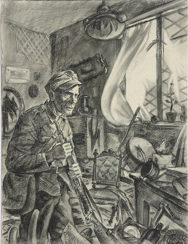 Alexander Lindeberg, Onko tämä tosiaan minun kotini?, 1942. Kuva: Puolustusvoimat.