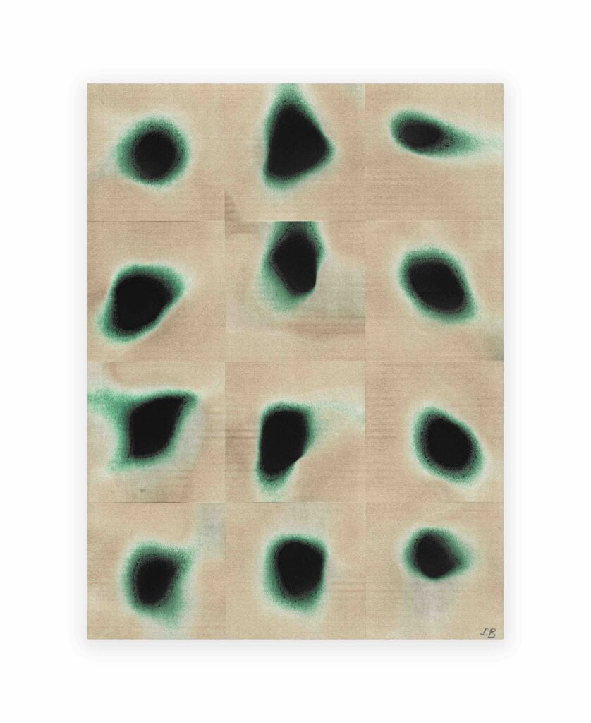 Inka Bell, Origo. 2024, seriggrafia ja laserkaiverrus paperille, 22 x 17 cm,