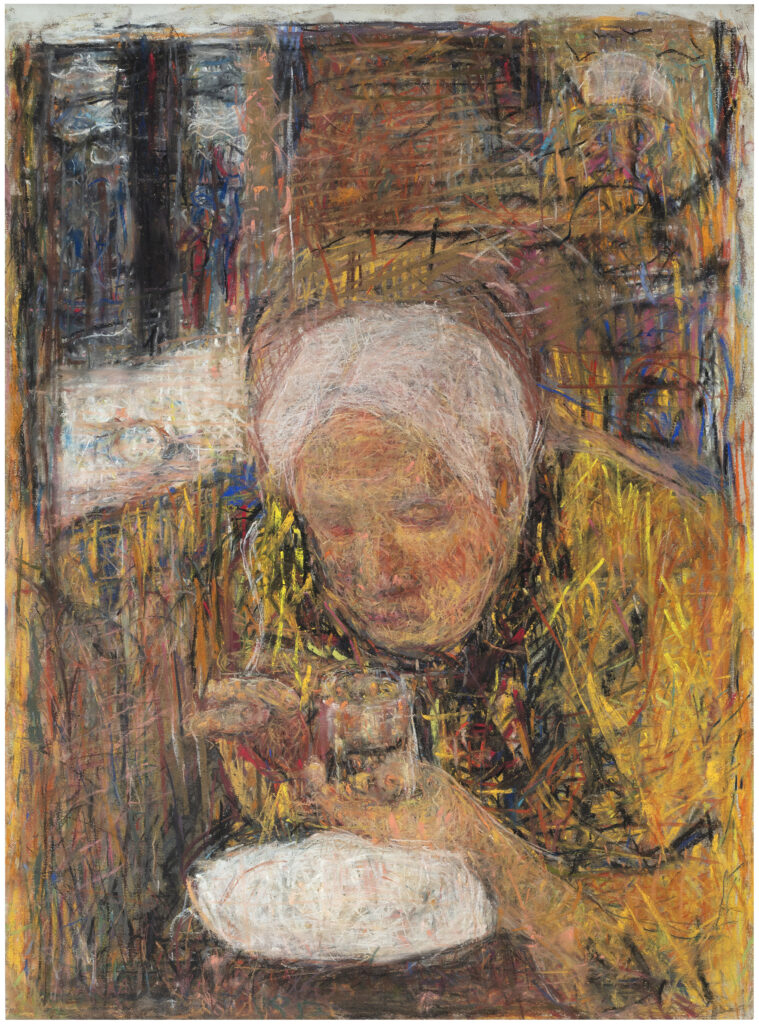 Rafael Wardi, Valkeat hiukset (Reeta), 1997, pastelli, 66 x 50 cm. Kuva: Jussi Tiainen.