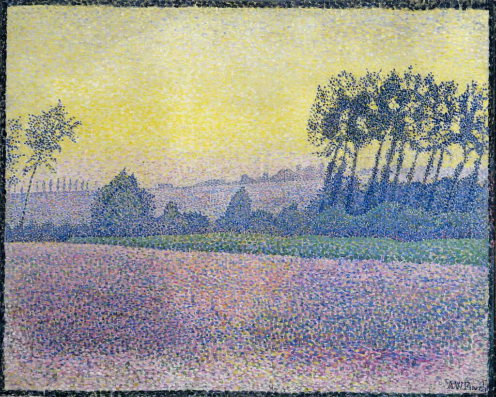 Alfred William Finch, 1854–1930, Auringonlaskun maisema, 1892, Turun taidemuseo, Kokoelma Nils Dahlström.