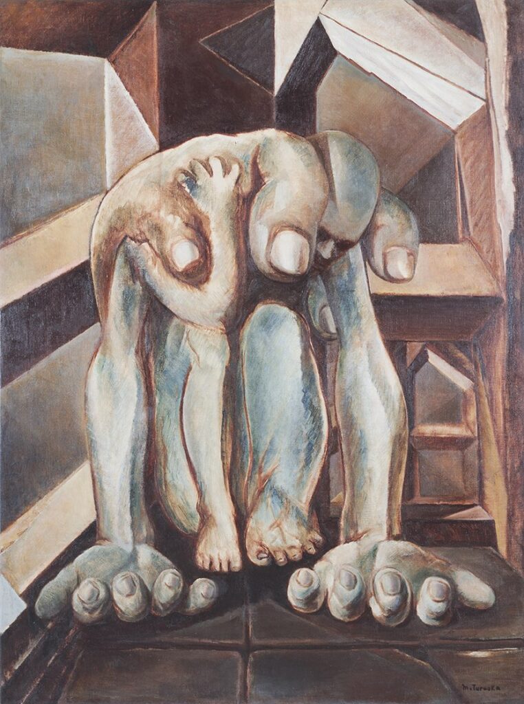 MasaoTsuruoka, Raskas käsi, 1949, öljy kankaalle. Kuva: Collection of Museum of Contemporary Art Tokyo.