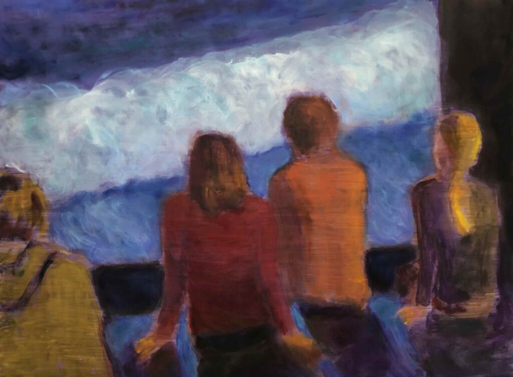Lähestyvä, 2025, öljy, 90 x 120 cm. Kuva: Heli Heikkinen