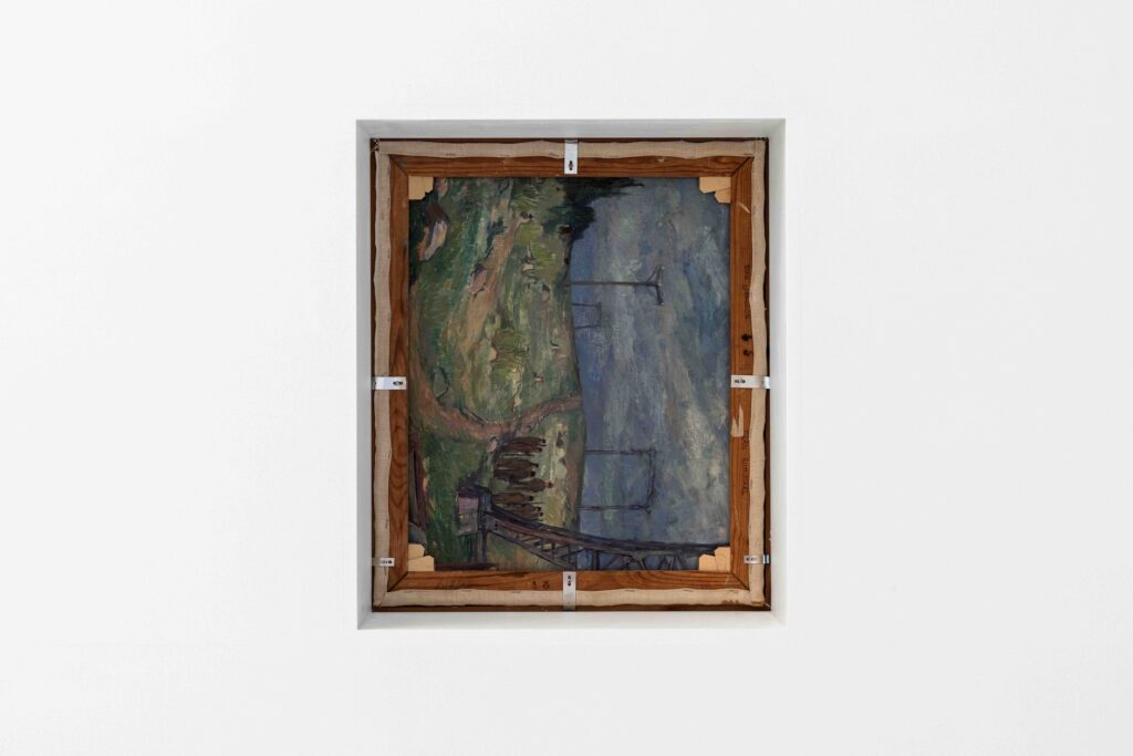 Tove Jansson, Riihimäeltä [Omakuva-maalauksen toinen puoli], 1941, öljy kankaalle, 61 x 70 cm, Albert de la Chapelles Konststiftelse.