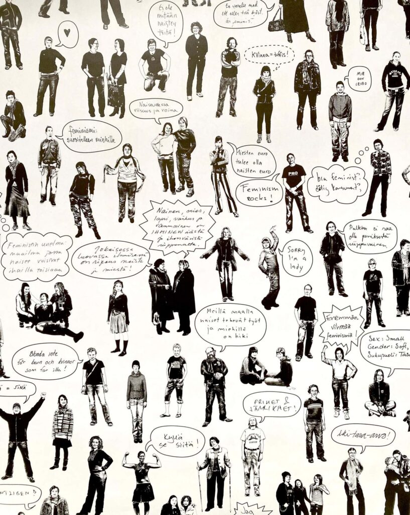 Megafån: Feministitapetti, 2007, Pro Artibus -säätiön kokoelma.