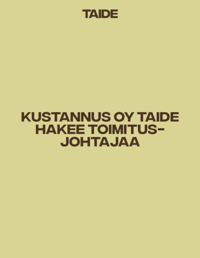 Kustannus Oy Taide hakee toimitusjohtajaa!